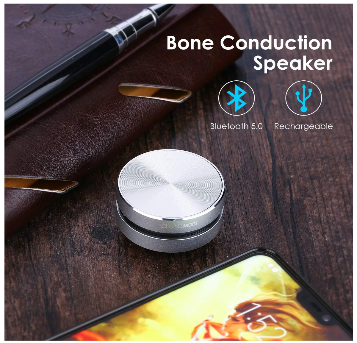BT Speaker Bone Conduction Portable 6 Hours Playing Time Stereo Speaker Bone Conduction Sound Box Built-In Mic Stereo Sound