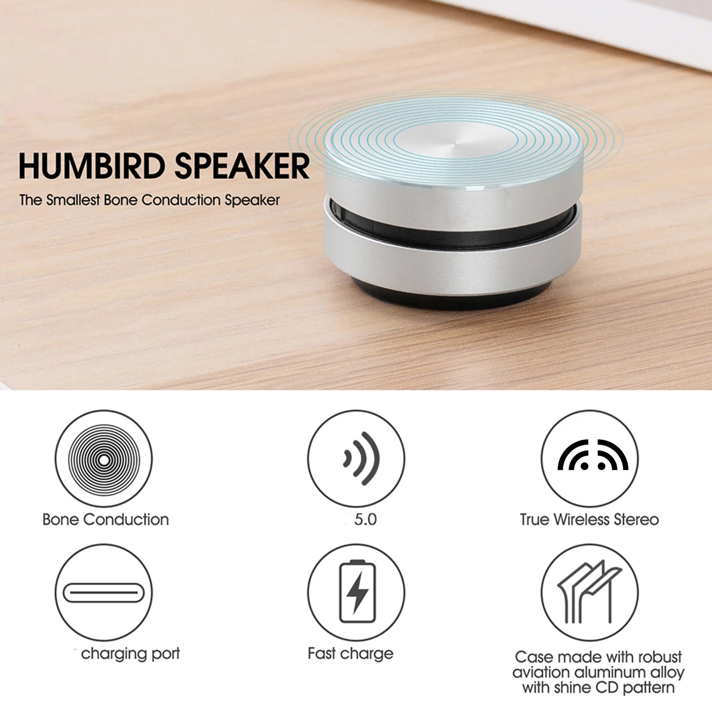 BT Speaker Bone Conduction Portable 6 Hours Playing Time Stereo Speaker Bone Conduction Sound Box Built-In Mic Stereo Sound